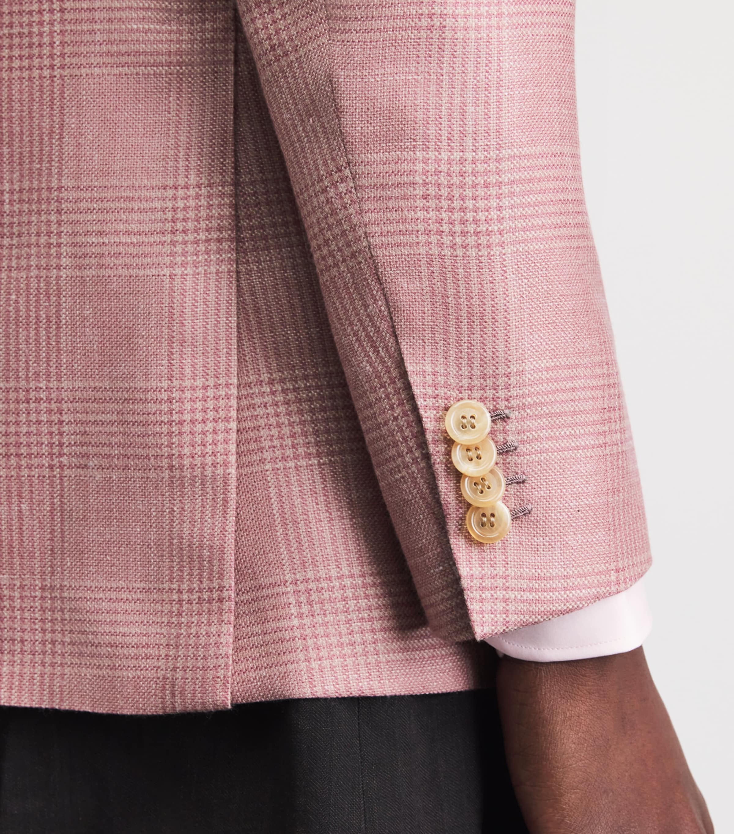 Brioni Mens Wool-Silk-Linen Check Blazer Image 3