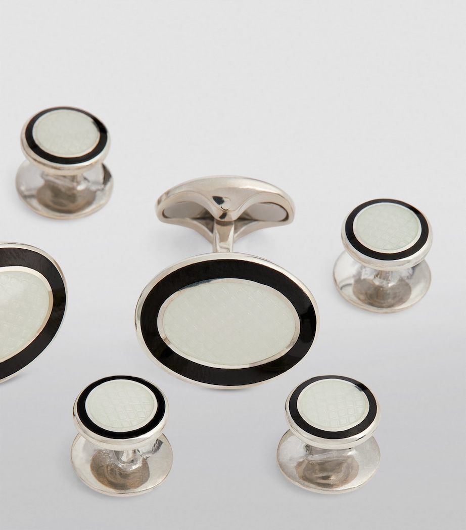 Enamelled Stud Cufflinks BLACK Image 7