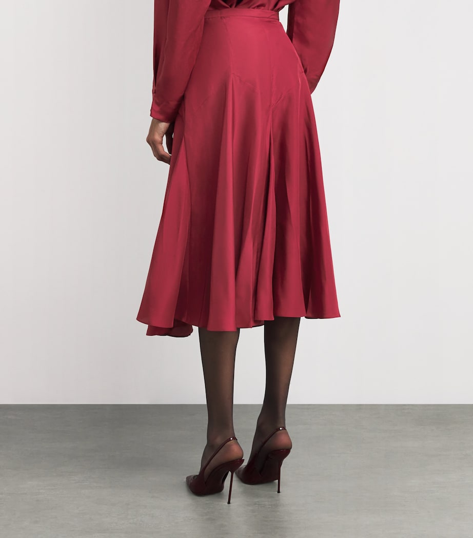 Silk Dorothy Midi Skirt BURGUNDY Image 4