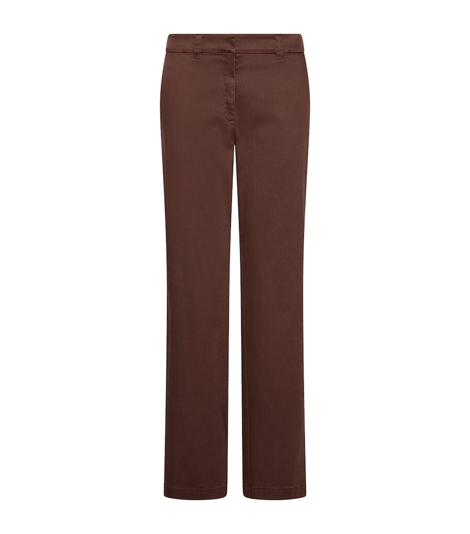 Marella Womens Twill Straight Trousers Caramel Image 1