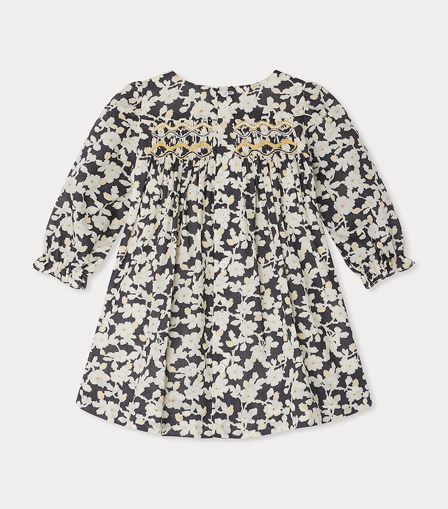 Cotton Smocked Floral Dress (24-36 Months) FLEURS NOIR Image 2