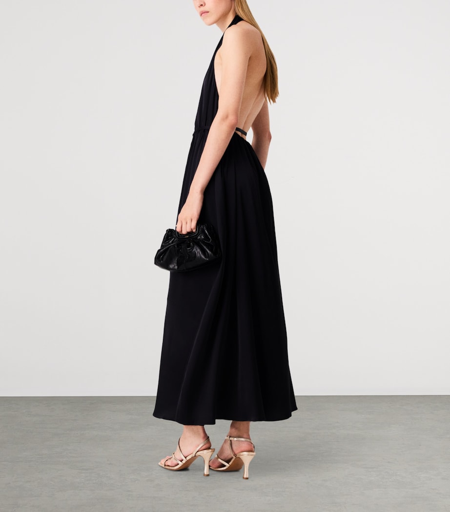 Maje Womens Plunge Halterneck Midi Dress Navy Image 4