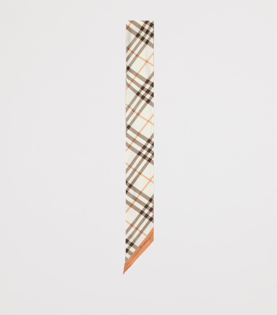 Silk Contrast Check Twilly SAND Image 3