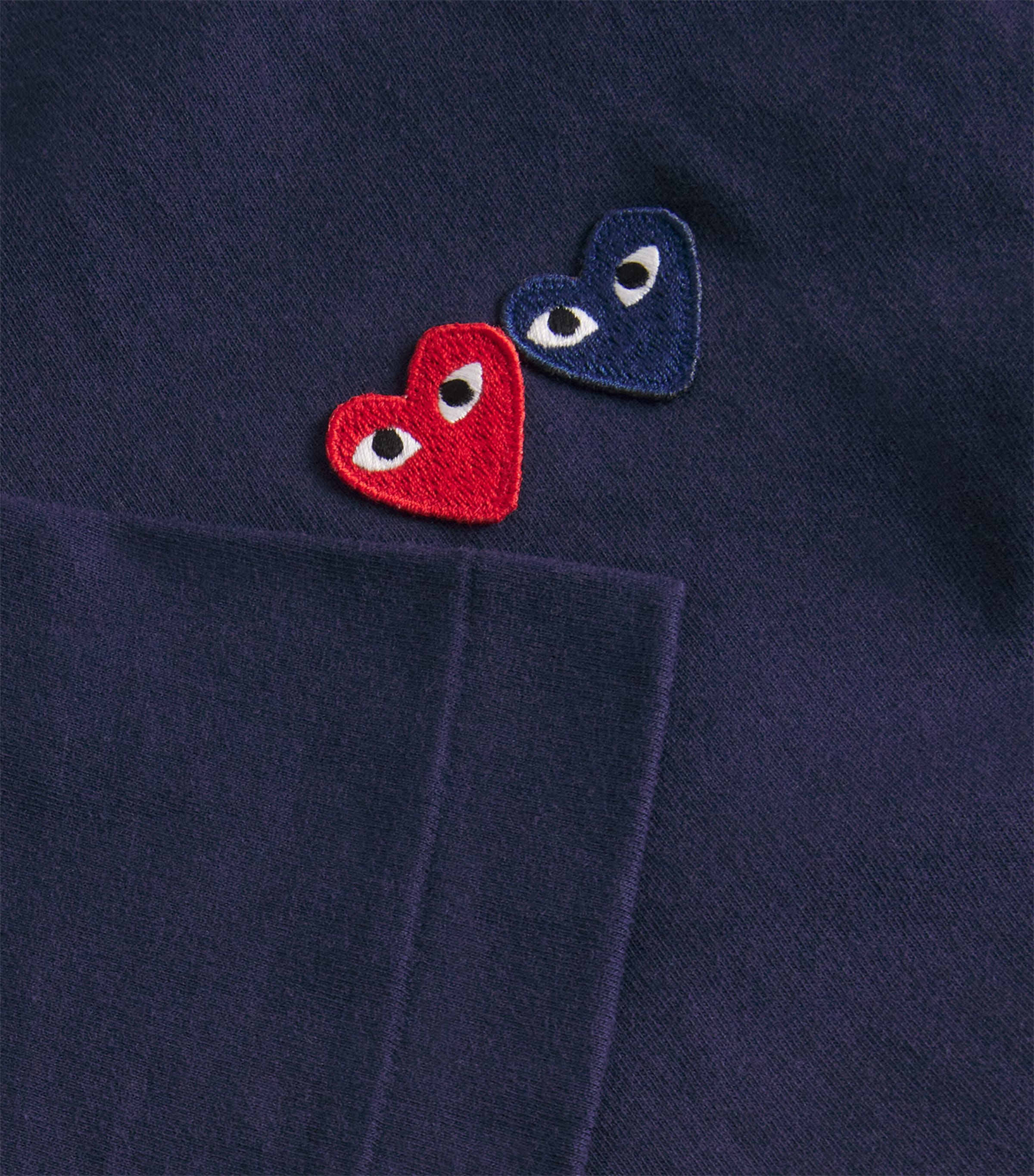 Embroidered Double-Heart T-Shirt 2 - NAVY Image 5