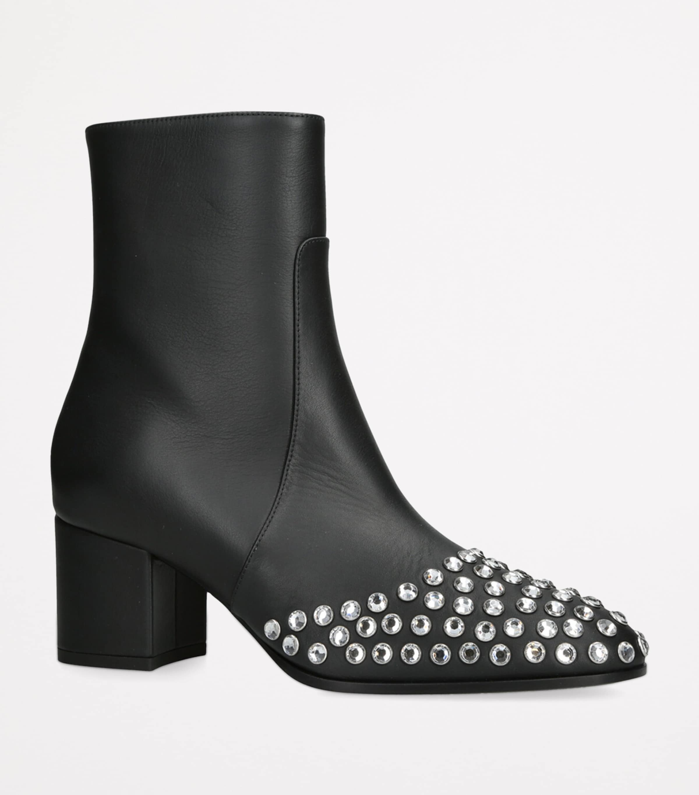 Alaïa Leather Strass Heeled Boots 60 Black/comb Image 3