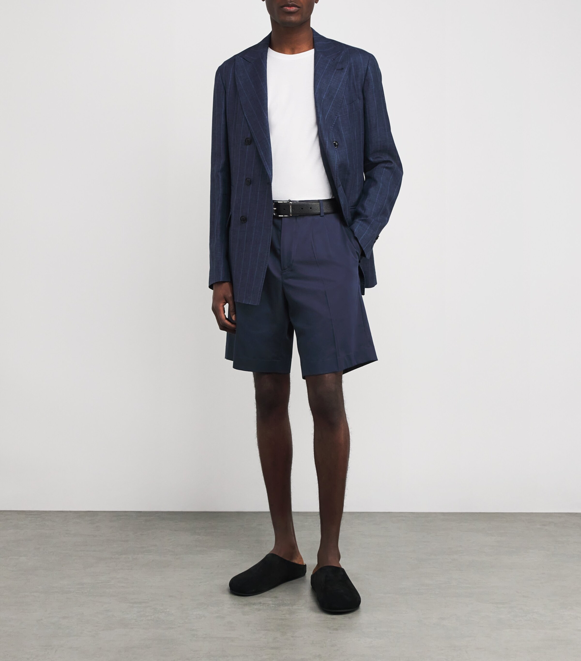 Brett Johnson Mens Cotton-Silk Shorts Navy Image 2