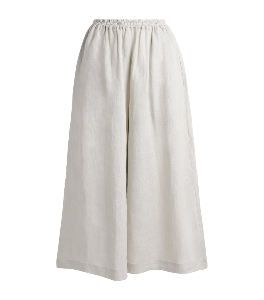 Eskandar Womens Linen Flared Culottes Silvertint Image 1