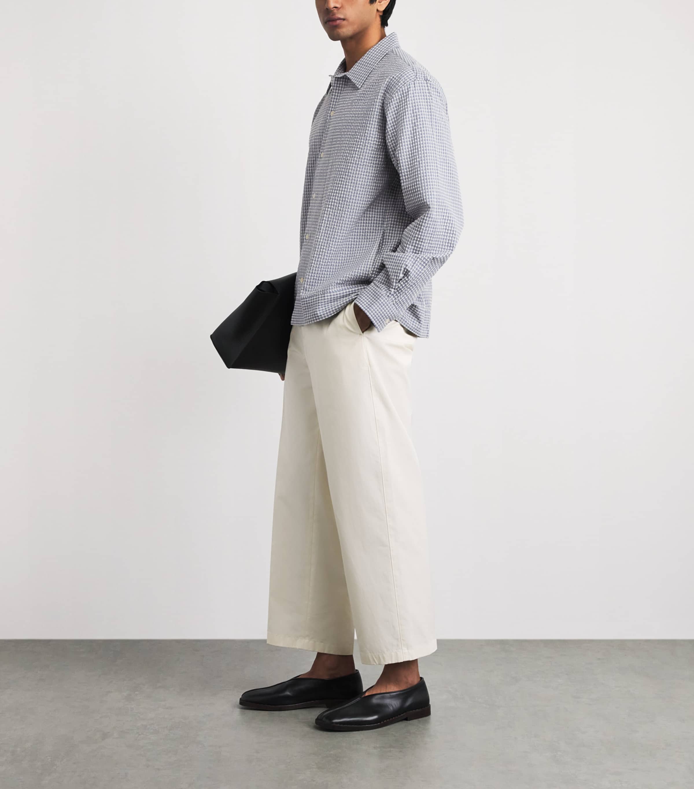 NN.07 Mens Stretch-Cotton Seersucker Reed Shirt Stone Blue Image 2