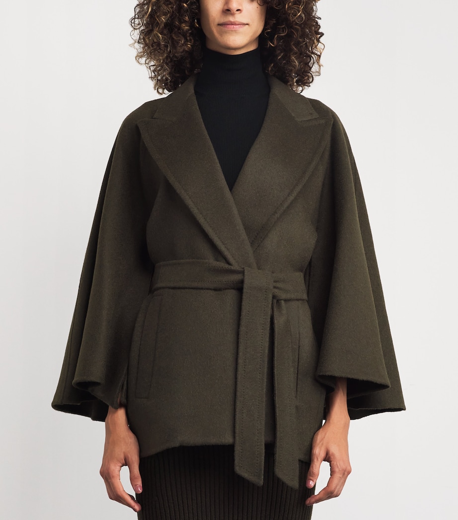 Camel-Wool Belted Coat MOSS GREEN Image 3