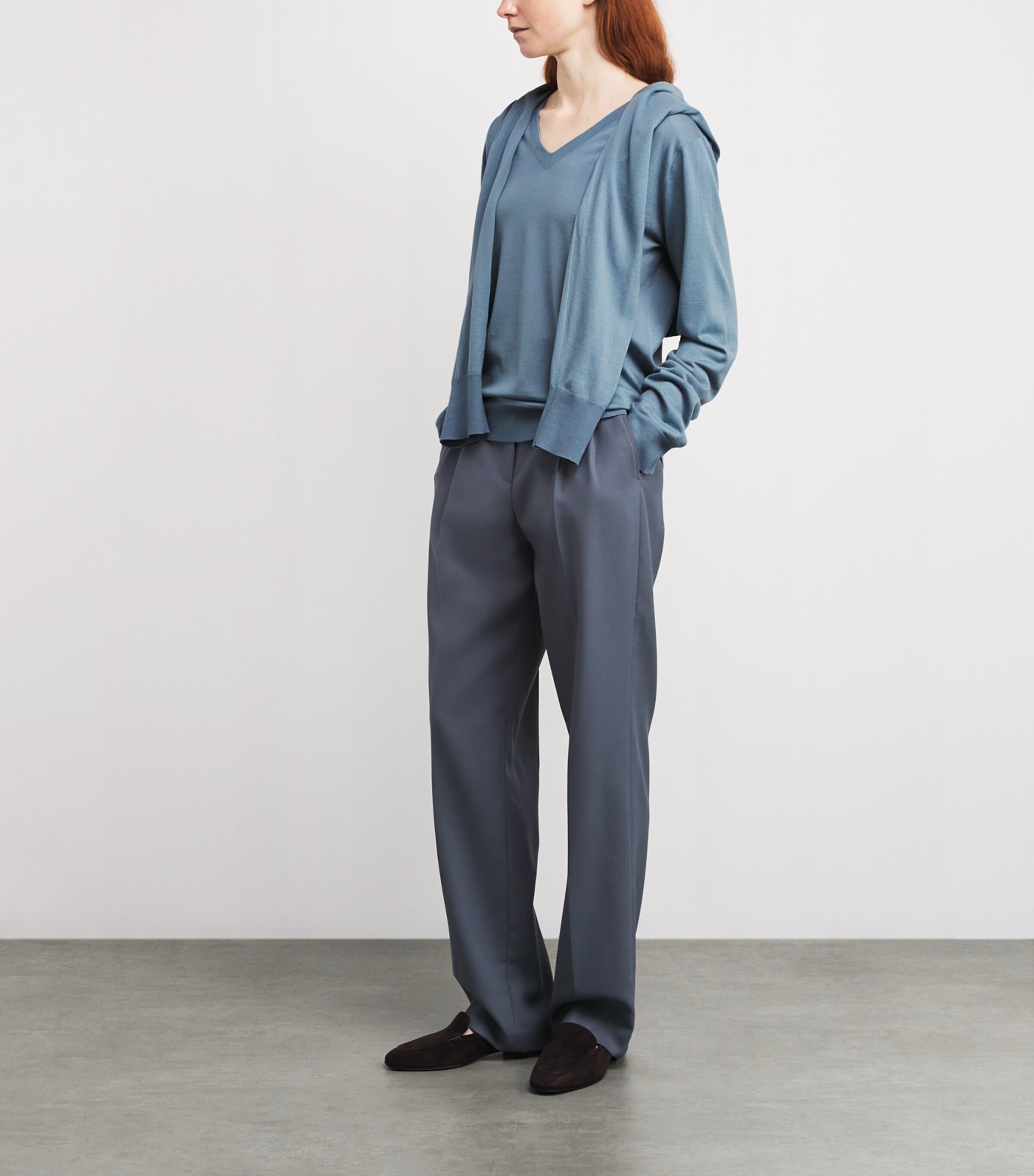 The Row Womens Naius Sheep Wool Sweater Azure Grey Image 2