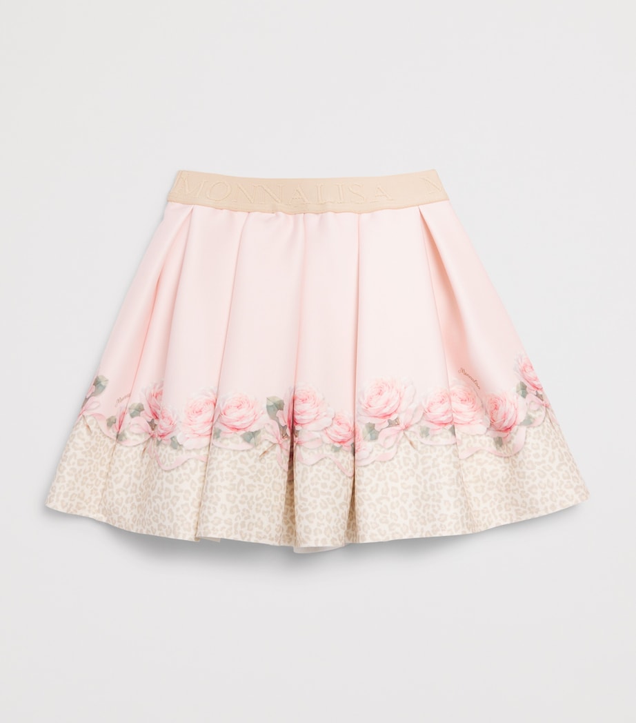 Monnalisa Floral and Leopard Print Pleated Skirt (12 Months-6 Years) Maculato Image 2