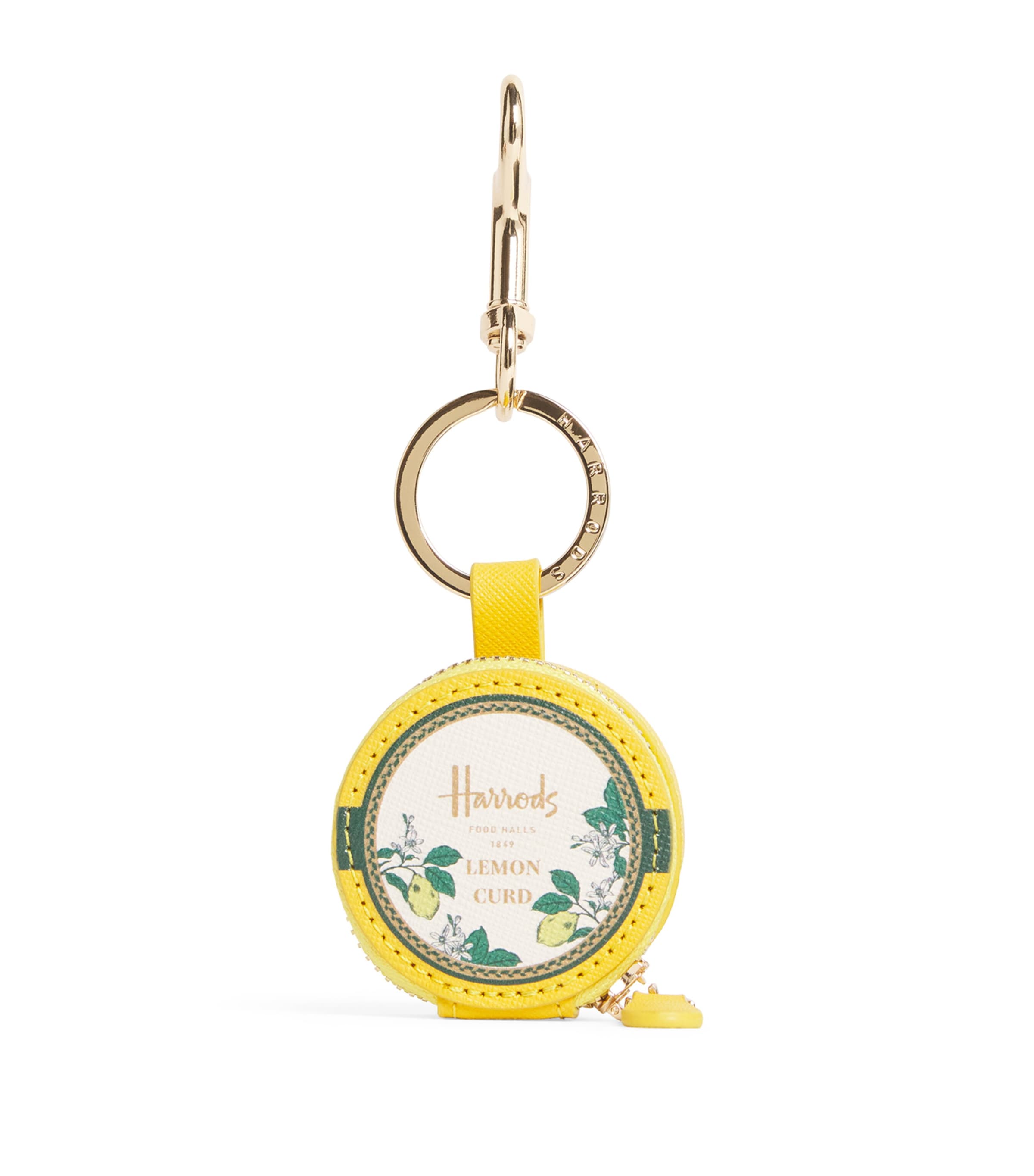 Leather Lemon Curd Pot Keyring YELLOW Image 1
