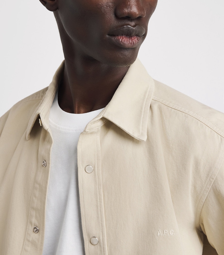 A.P.C. Mens Cotton Logo Shirt Aae Mastic Image 3
