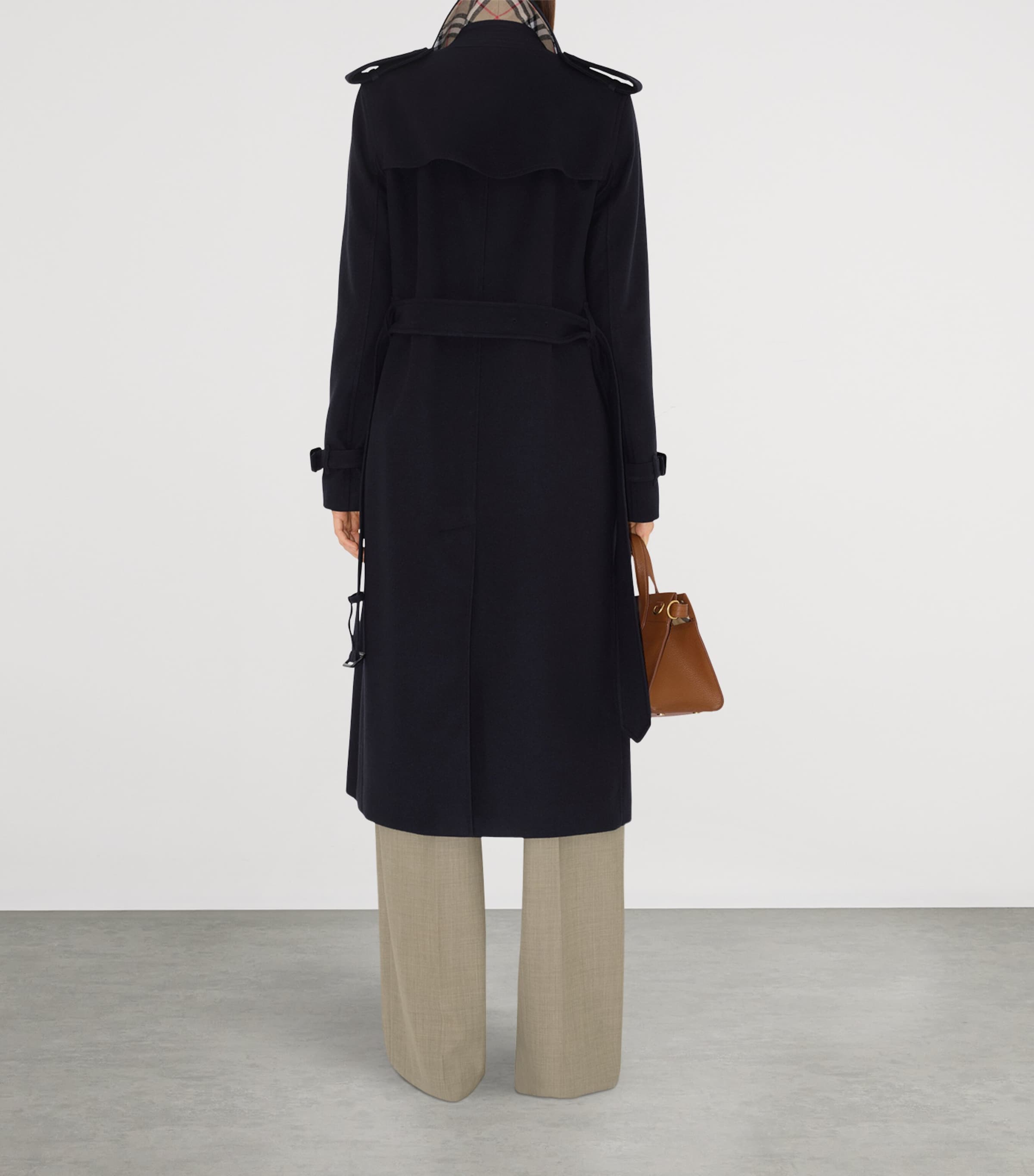 Burberry Womens Cashmere Long Kensington Heritage Trench Coat Navy Image 5