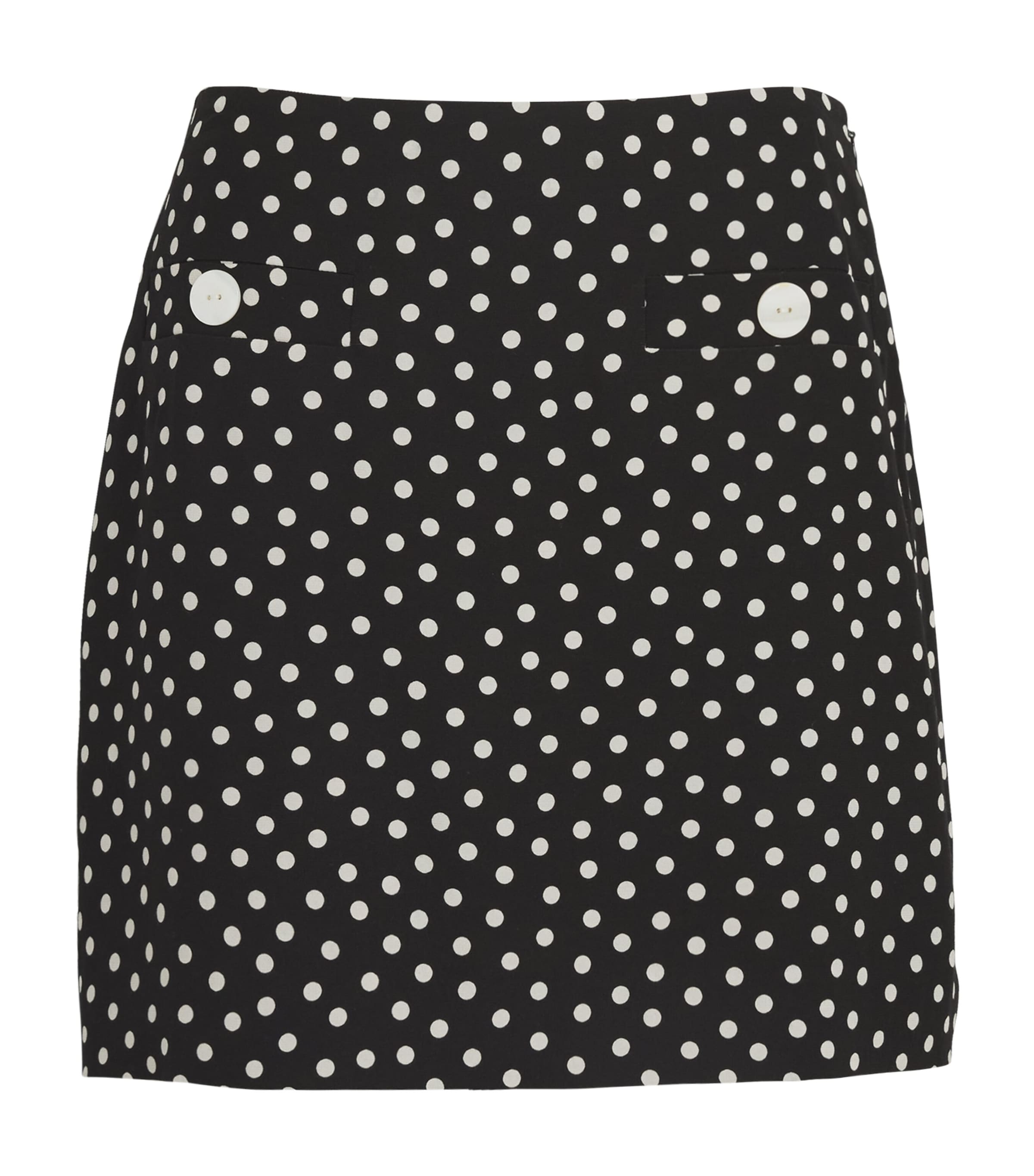 Shop Rixo London Polka Dot Stefania Mini Skirt In Black
