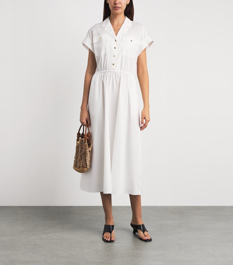 tory burch shirt dress Women's Printed Silk Shirtdress in The Pool Blue, size 10 Very Cute Dress! Printed Jersey T-Shirt Dress: Women's