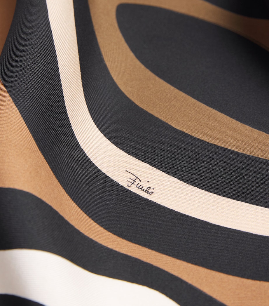 Silk Marmo Print Halterneck Midi Dress 004/BLACK GOLD Image 6