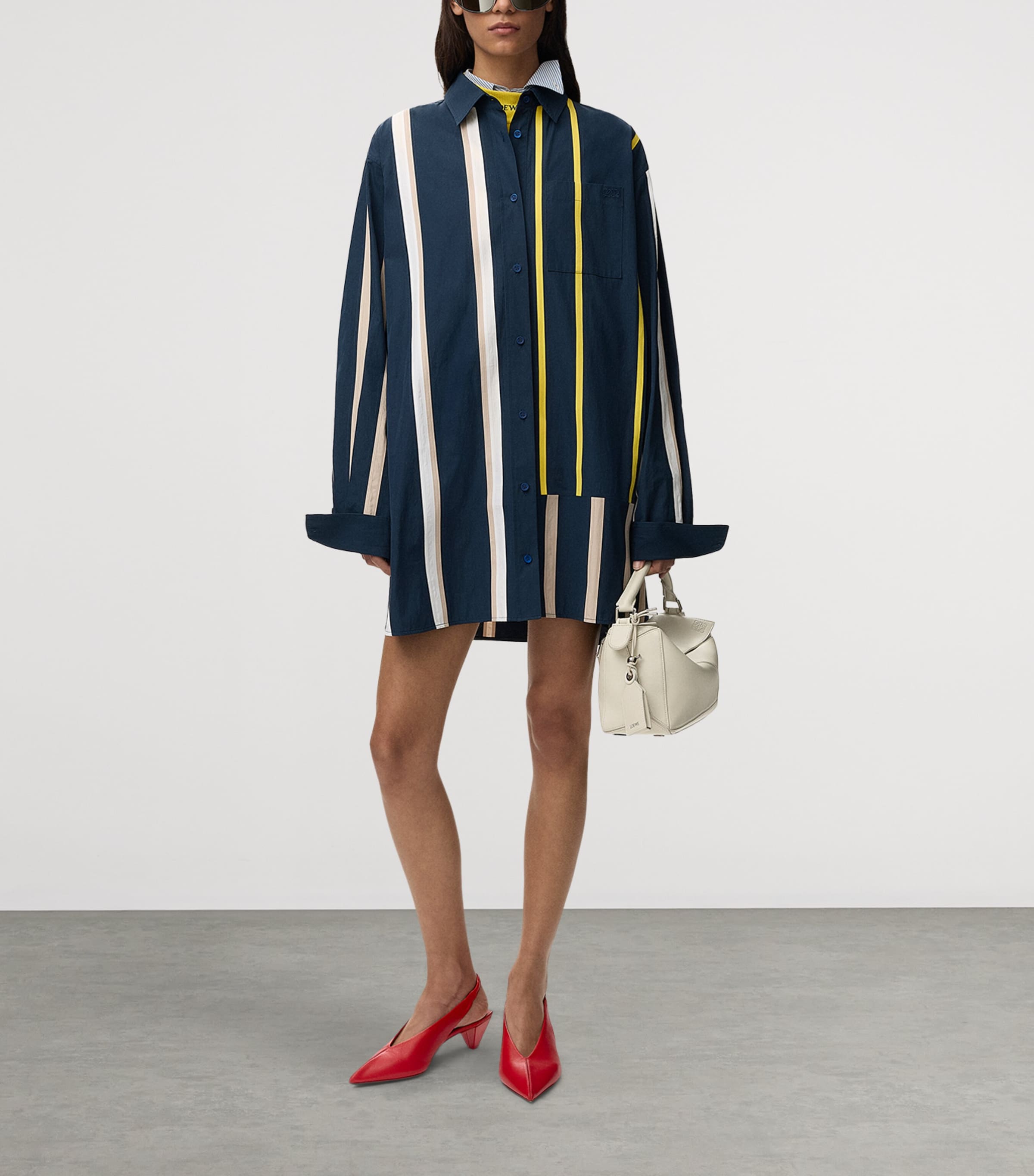 LOEWE Womens Stripe Mini Shirt Dress Image 2