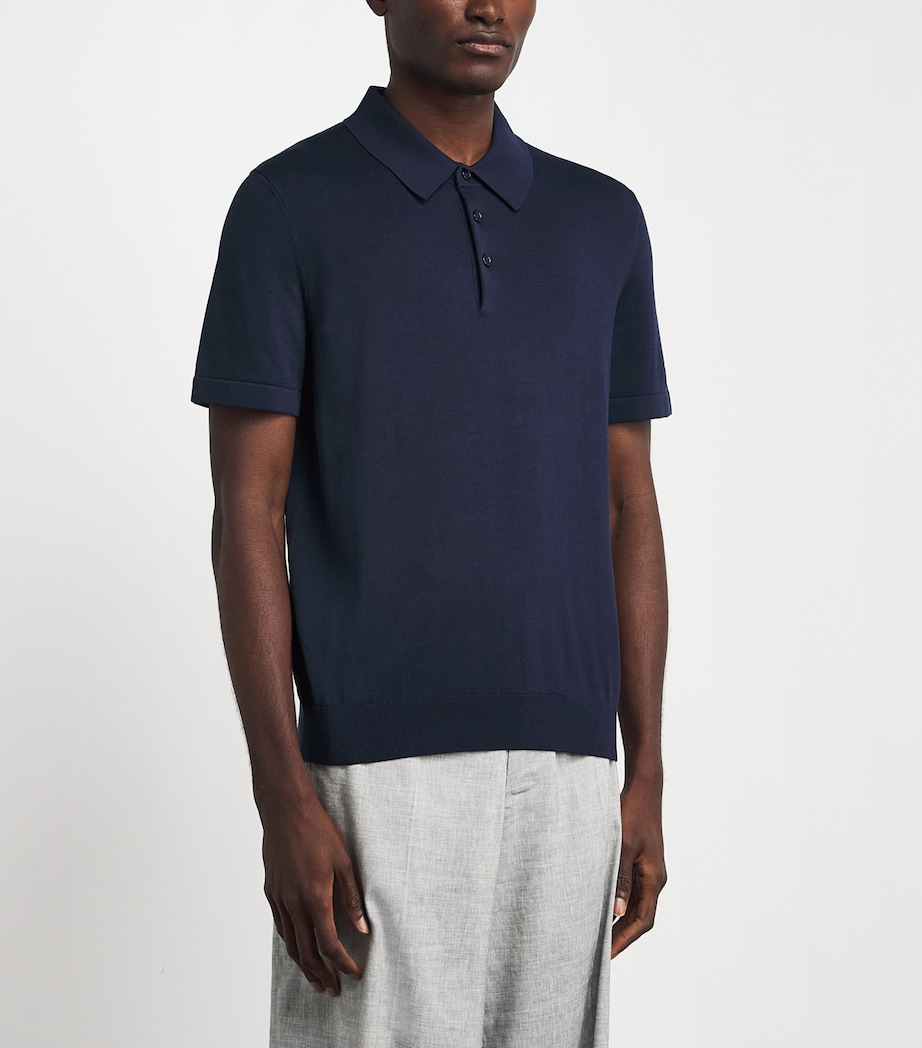 Sandro Paris Cotton-Silk Polo Shirt Royal Blue Image 4