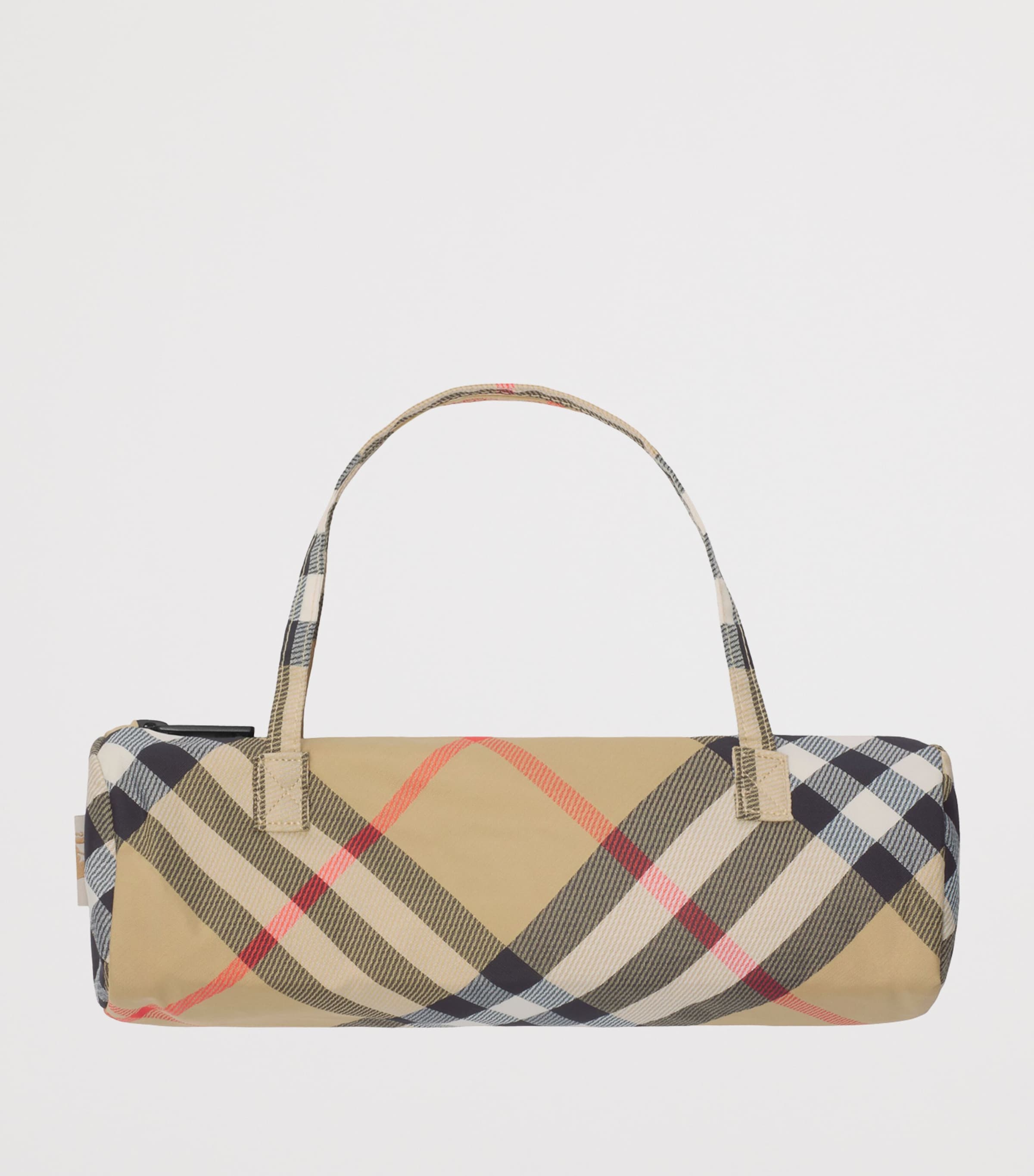 Maple Wood Nylon Check Folding Umbrella SAND IP CHECK Image 3