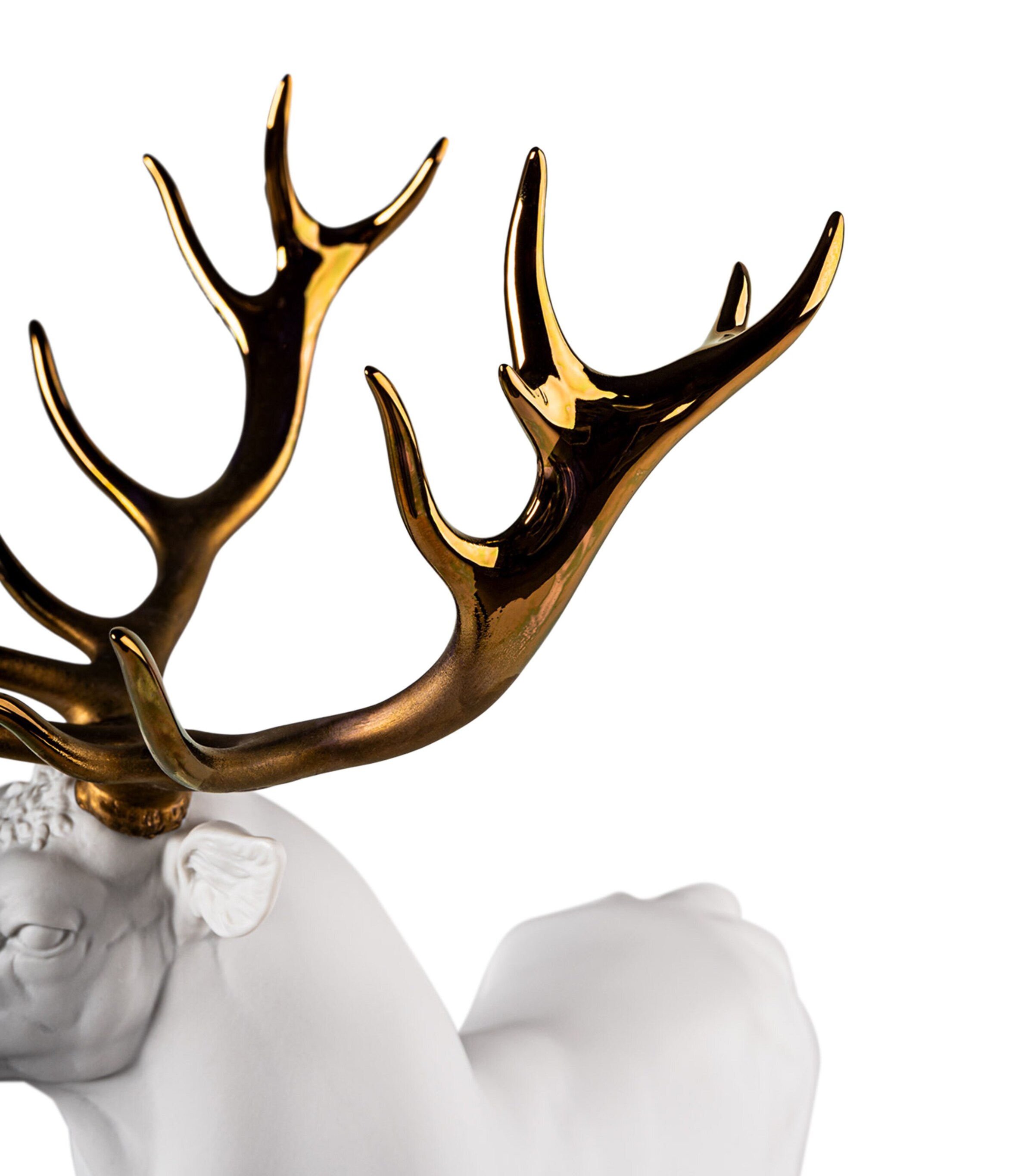 Lladró Deer Ornament (52cm) White & Copper Image 6