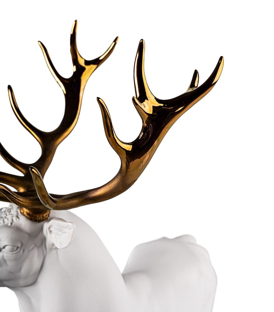 Lladró Deer Ornament (52cm) White & Copper Image 6