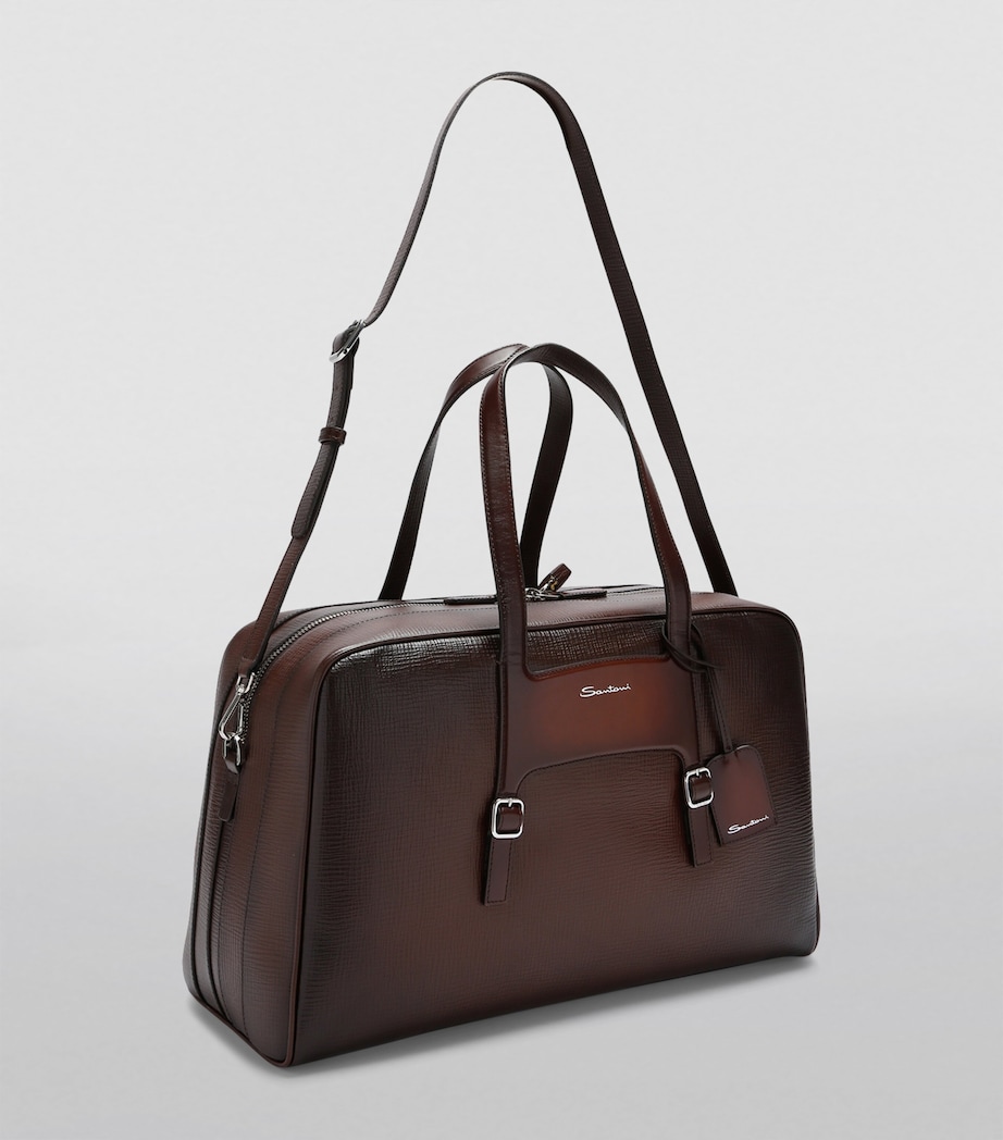 Santoni Leather Weekend Bag Dark Brown Image 2