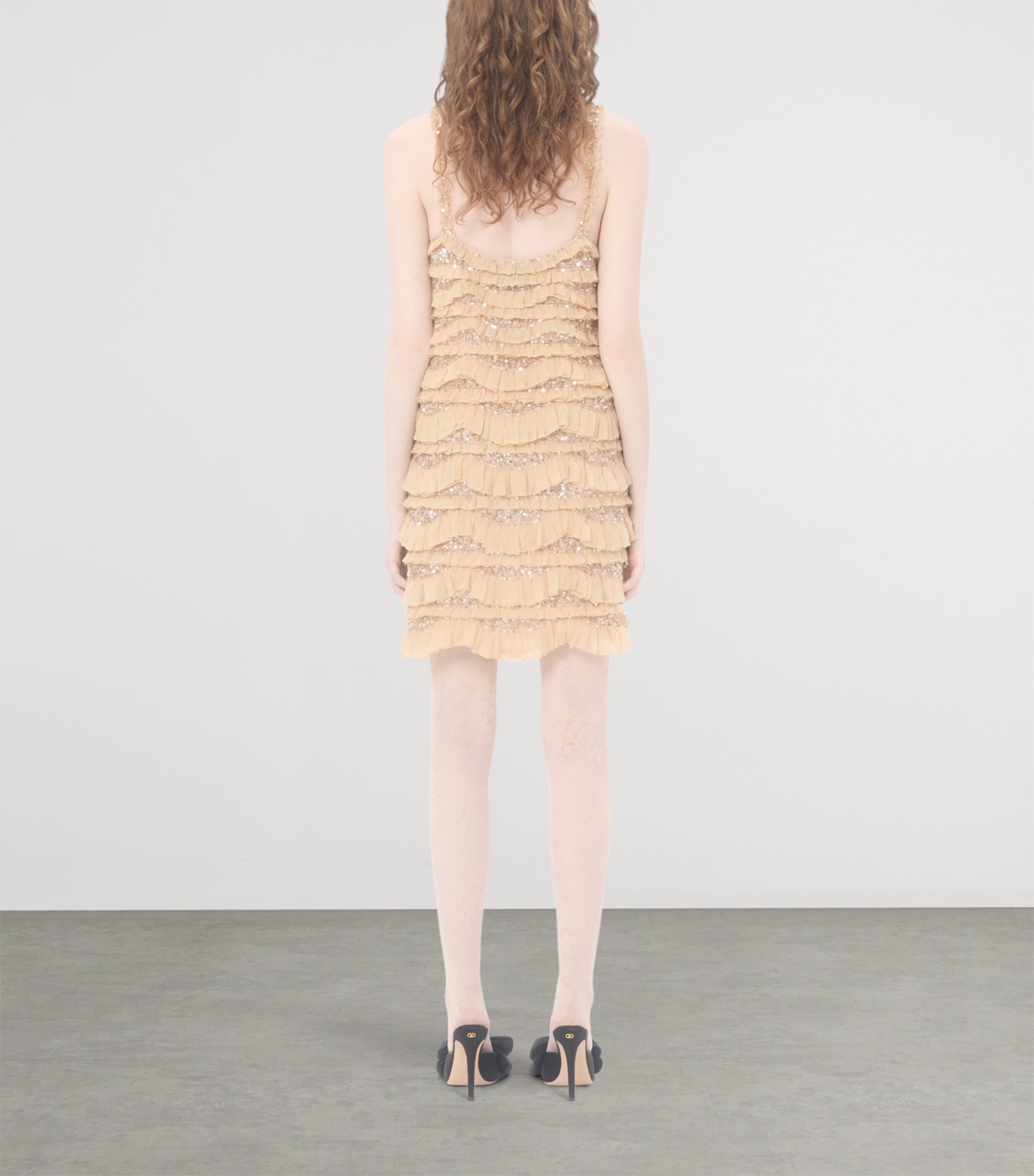 Silk Ruffled Mini Dress CGL Image 4