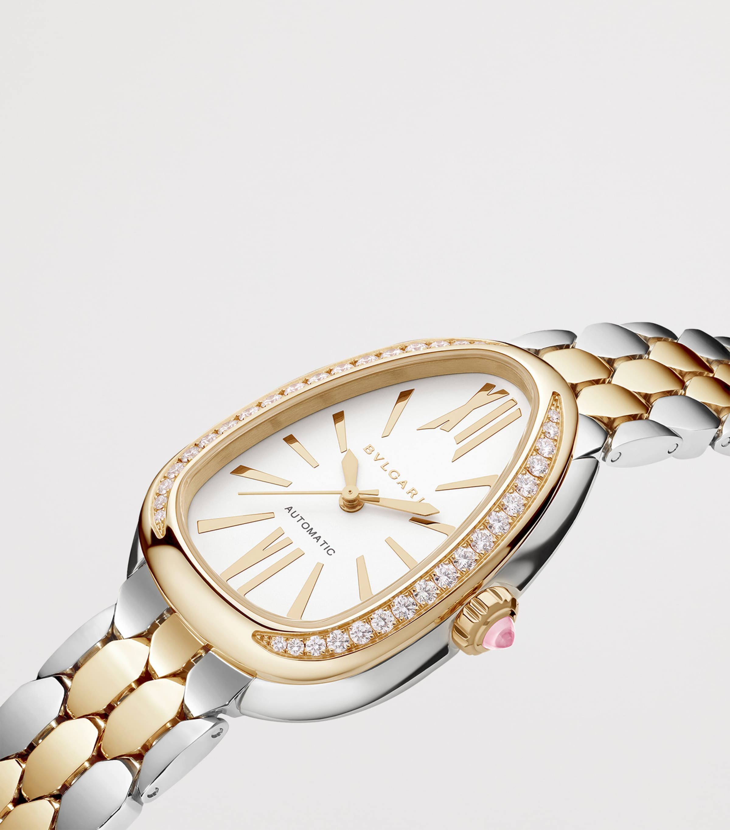 Bvlgari Yellow Gold, Stainless Steel and Diamond Serpenti Seduttori Watch 34mm White Image 7