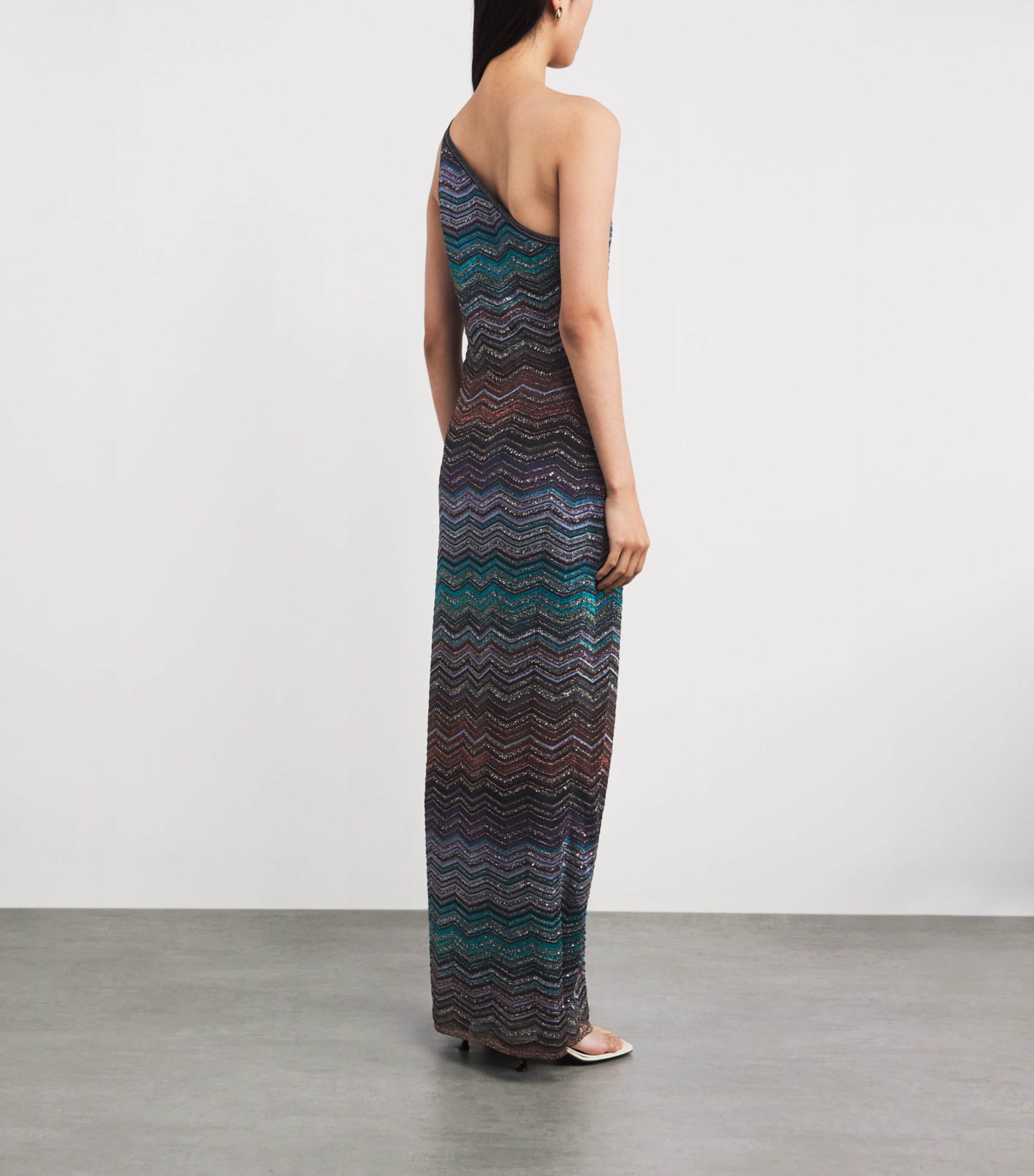Sequinned Zigzag Midi Dress SM9ZT DARK BLUE TONE Image 3