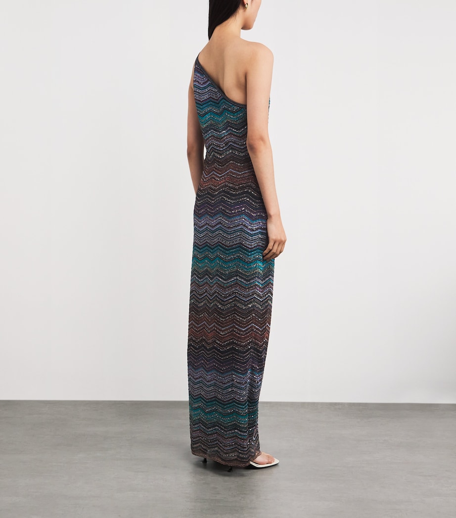 Sequinned Zigzag Midi Dress SM9ZT DARK BLUE TONE Image 3