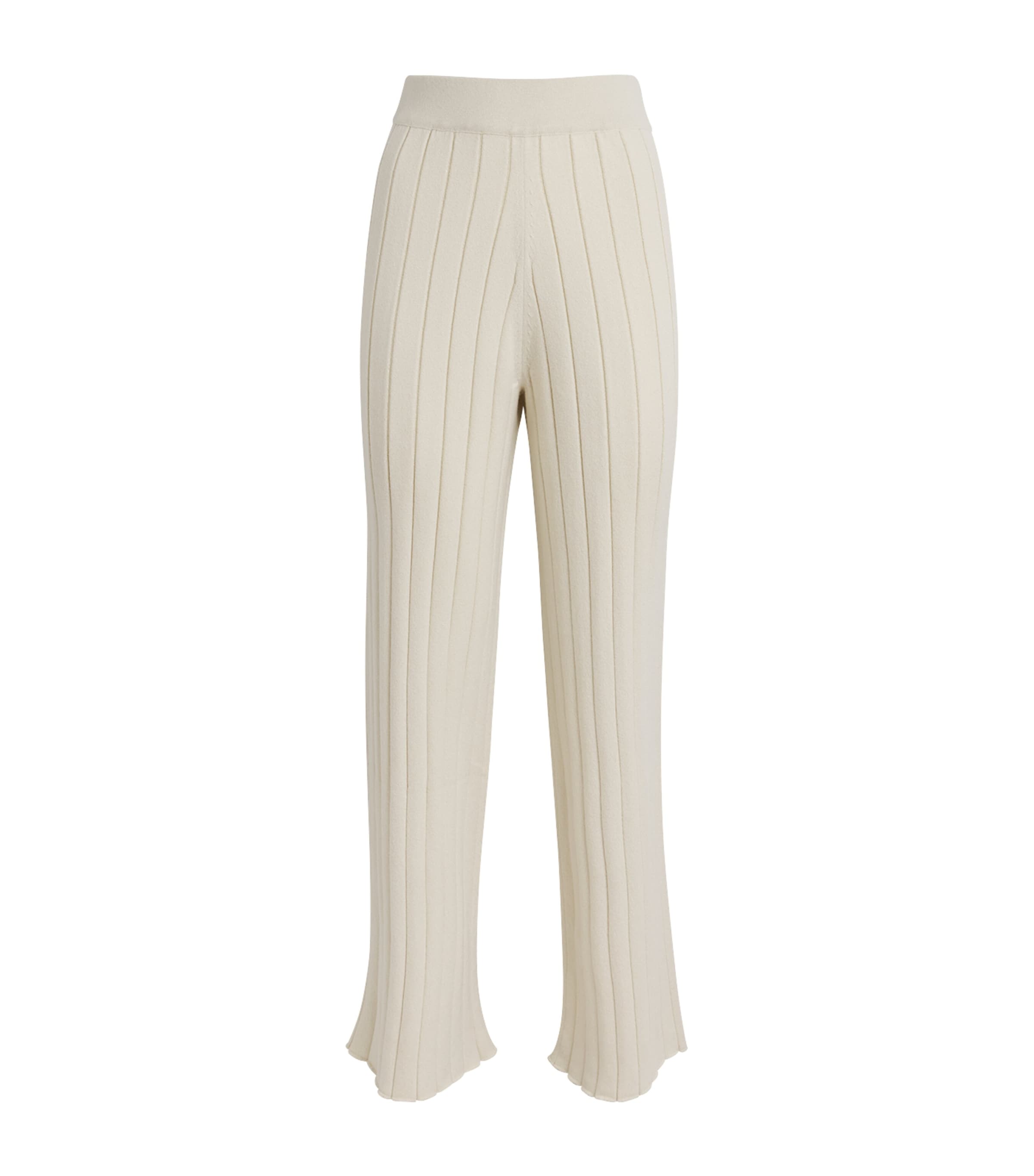 Colombo Cashmere Ribbed Trousers In White