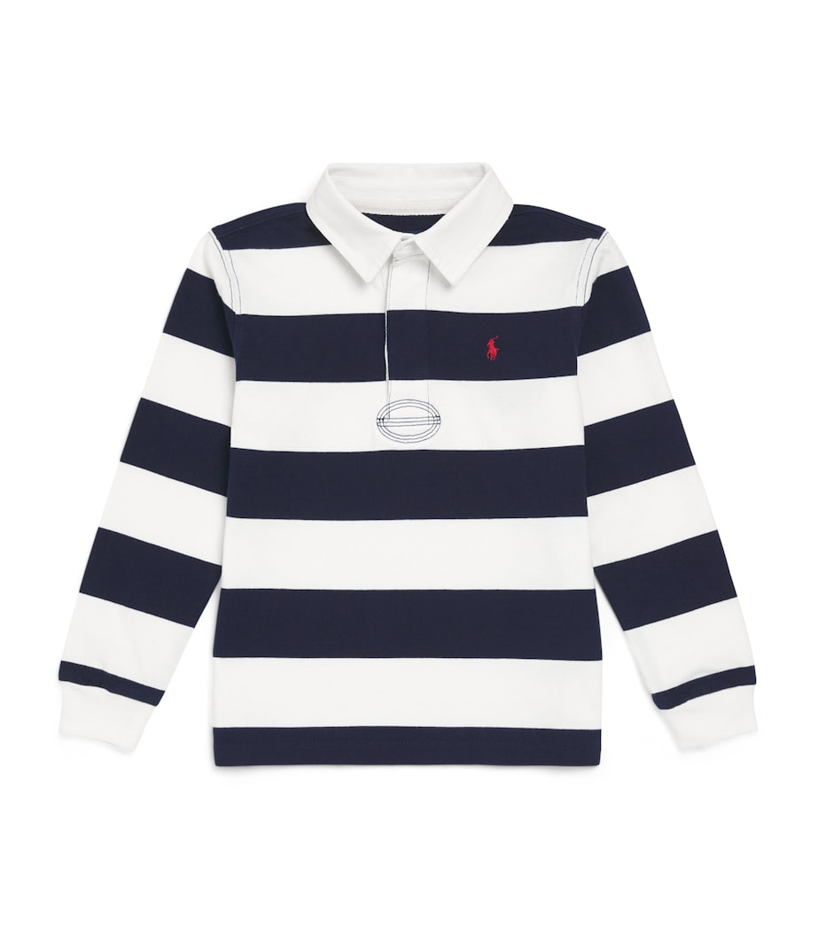 Ralph Lauren Kids Cotton Stripe Rugby Shirt (2-6 Years) White/cruise Navy Image 1