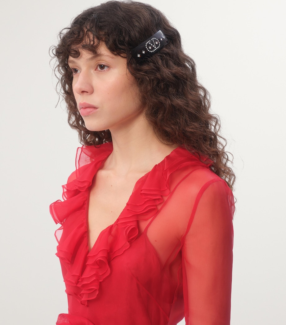 Crystal-Embellished VLogo Hair Clip RFZ Image 6