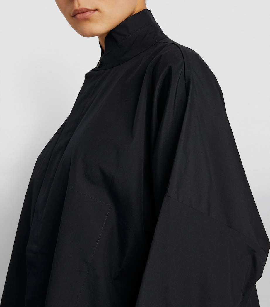 Cotton Wide Double Stand-Collar Shirt BLACK Image 6