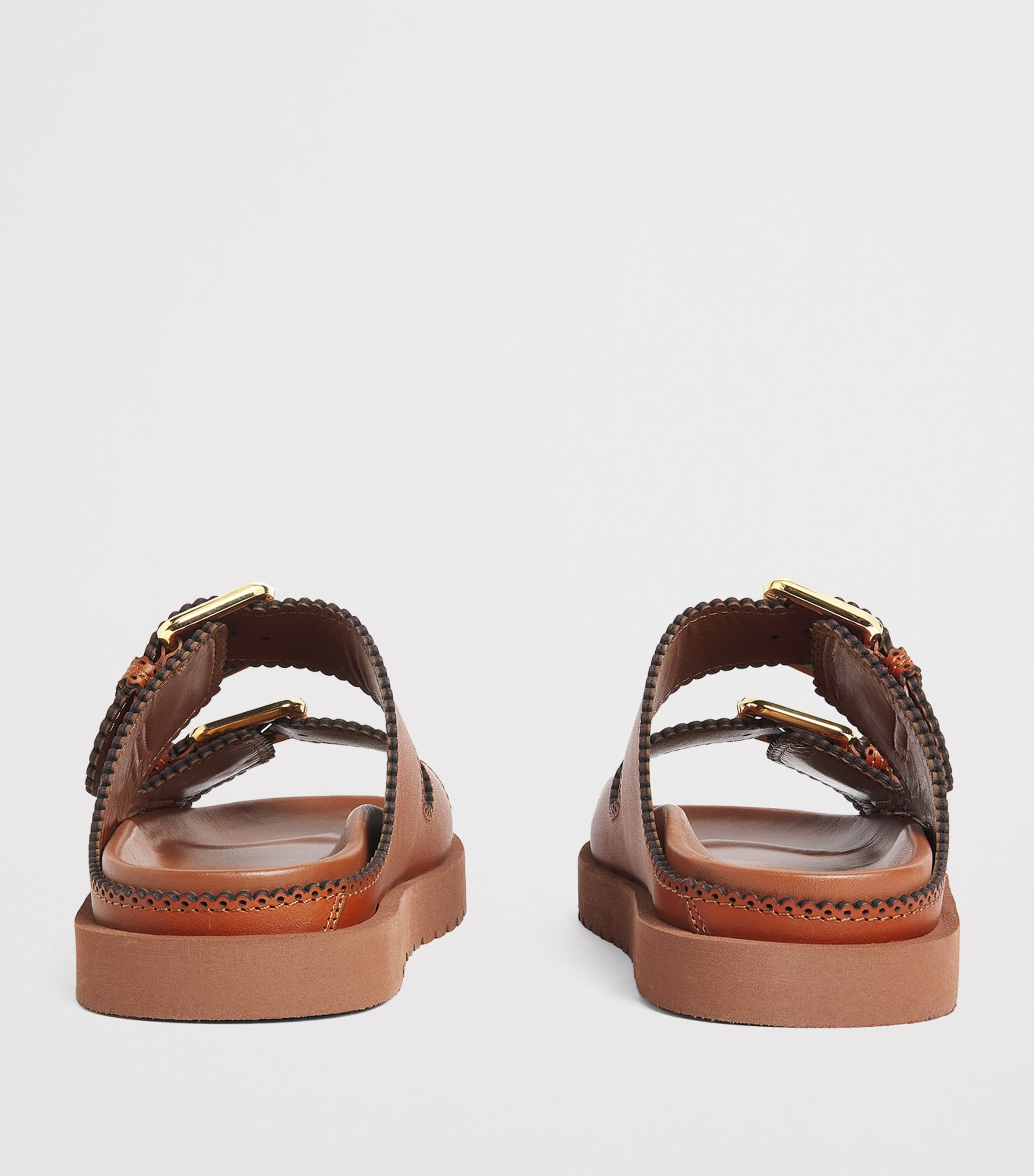 Leather Goldie Buckle Sandals PECN/PECAN Image 4