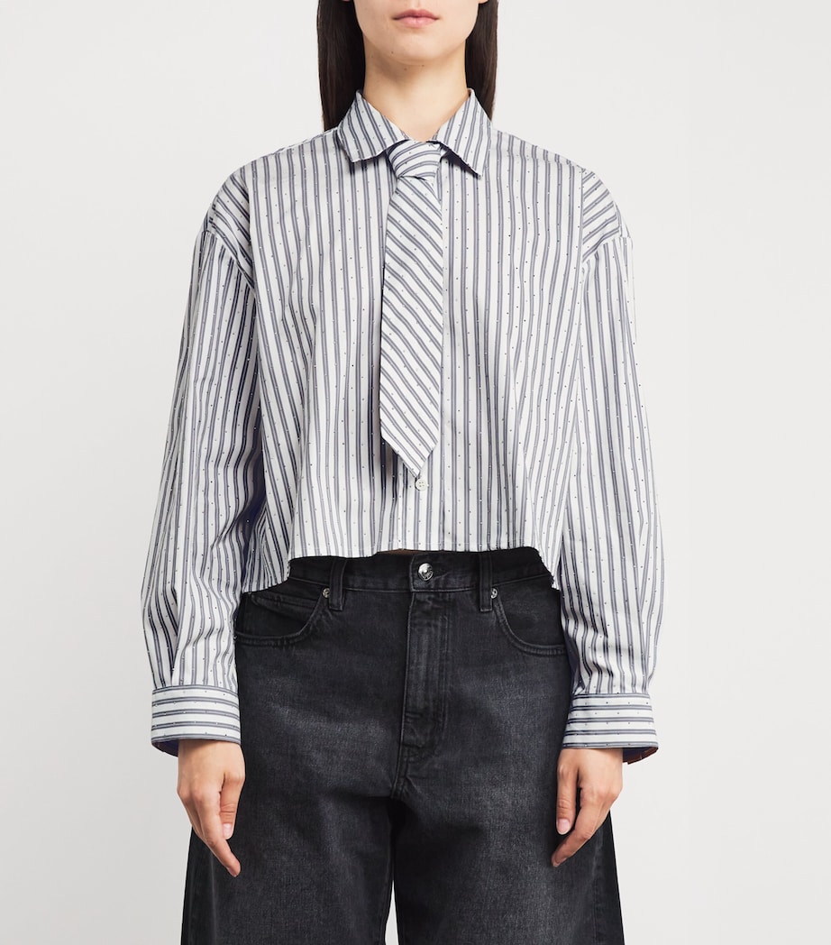 Rhinestone-Embellished Stripe Shirt ECRU STRIPES Image 3