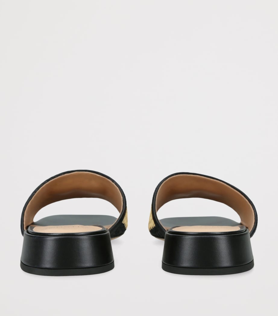 Valentino Garavani Raffia Crochet VLogo Slides Blk/beige Image 2