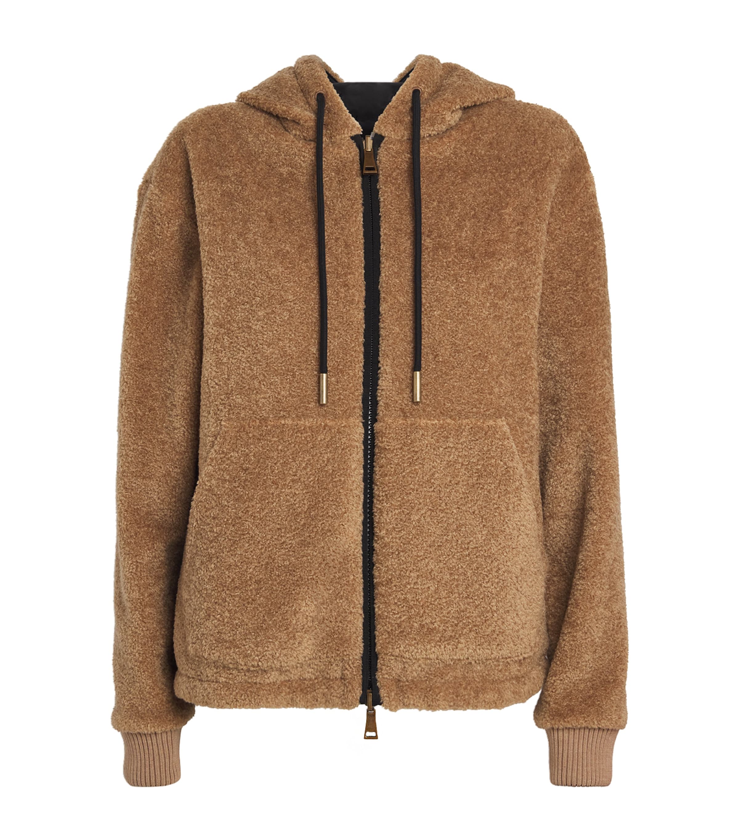 Moncler Reversible Teddy Padded Hoodie In Brown