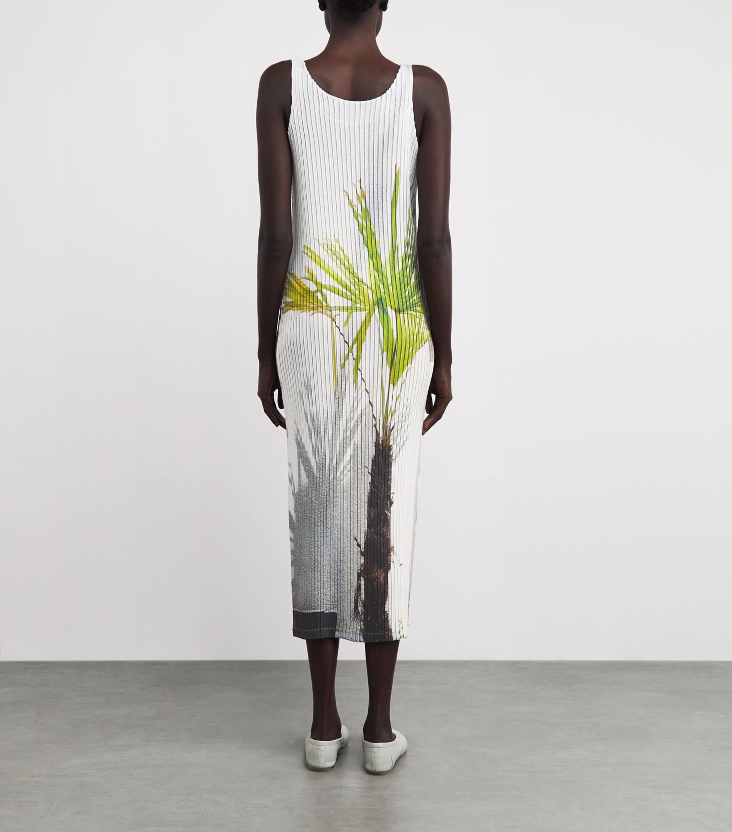 Issey Miyake Womens Urban Jungle Pleats Midi Dress White Hued Image 4