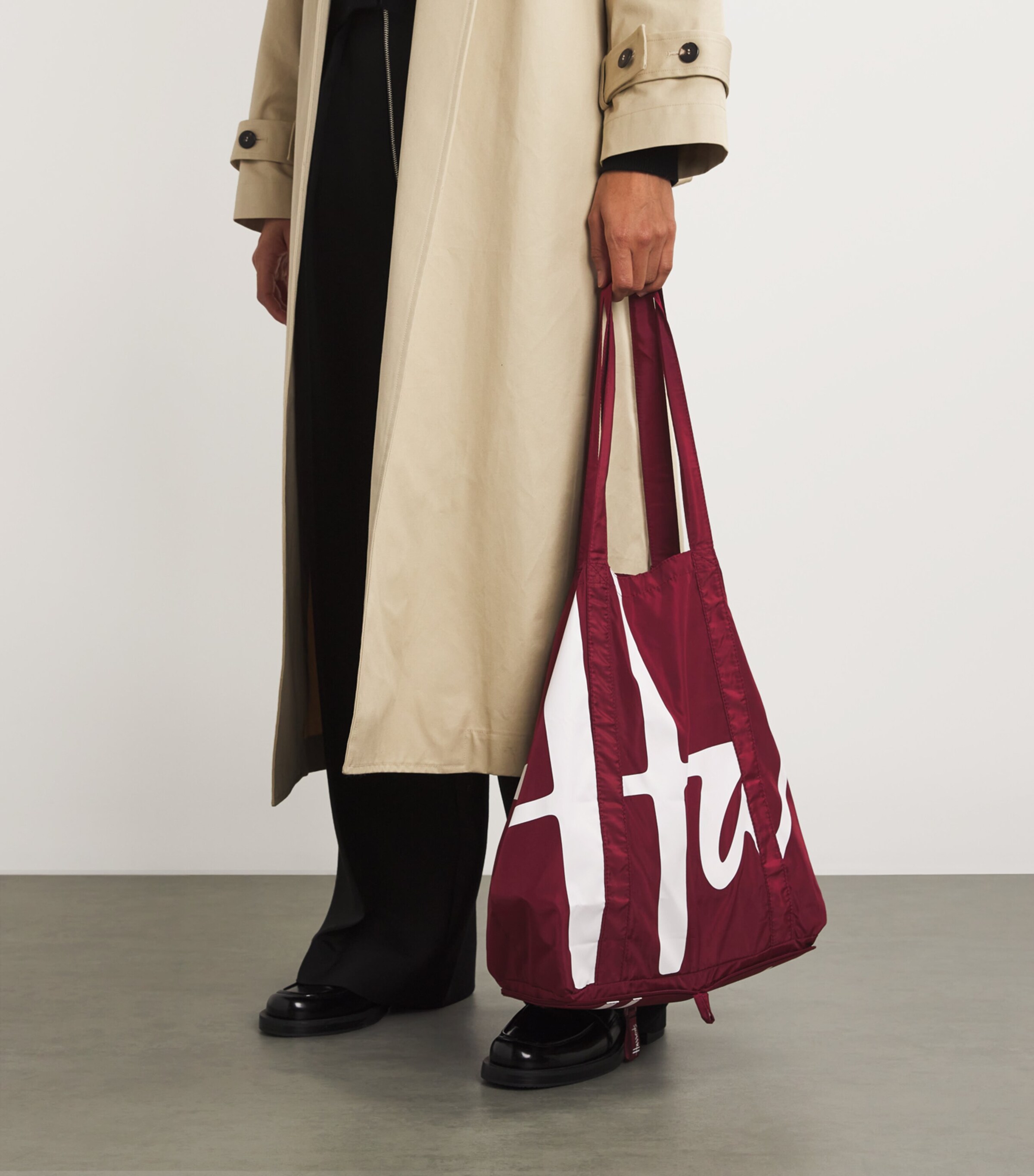 Harrods Logo Pocket Shopper Bag Berry Image 5