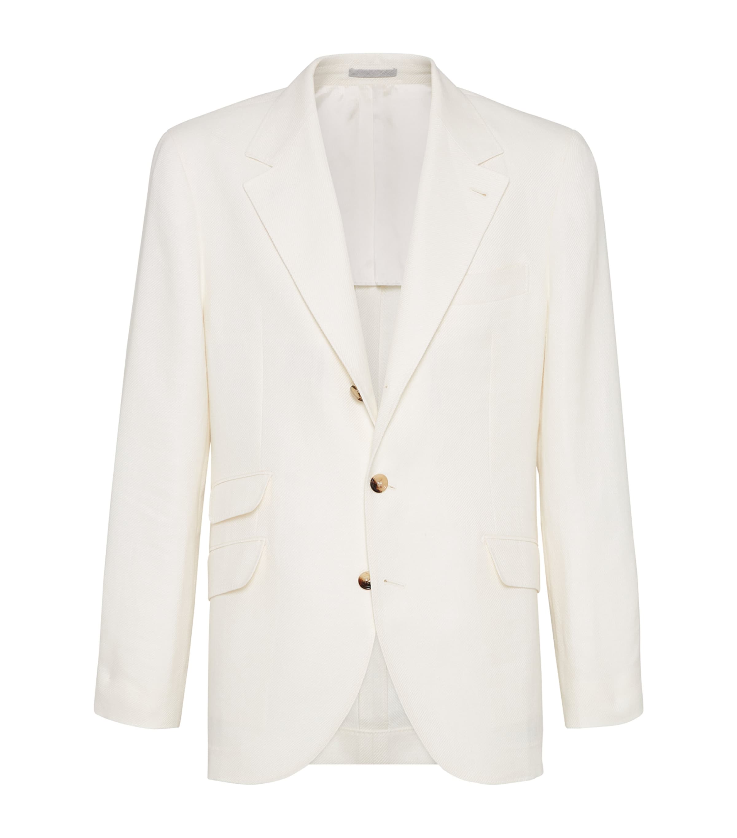 BRUNELLO CUCINELLI LINEN-WOOL-SILK SINGLE-BREASTED BLAZER