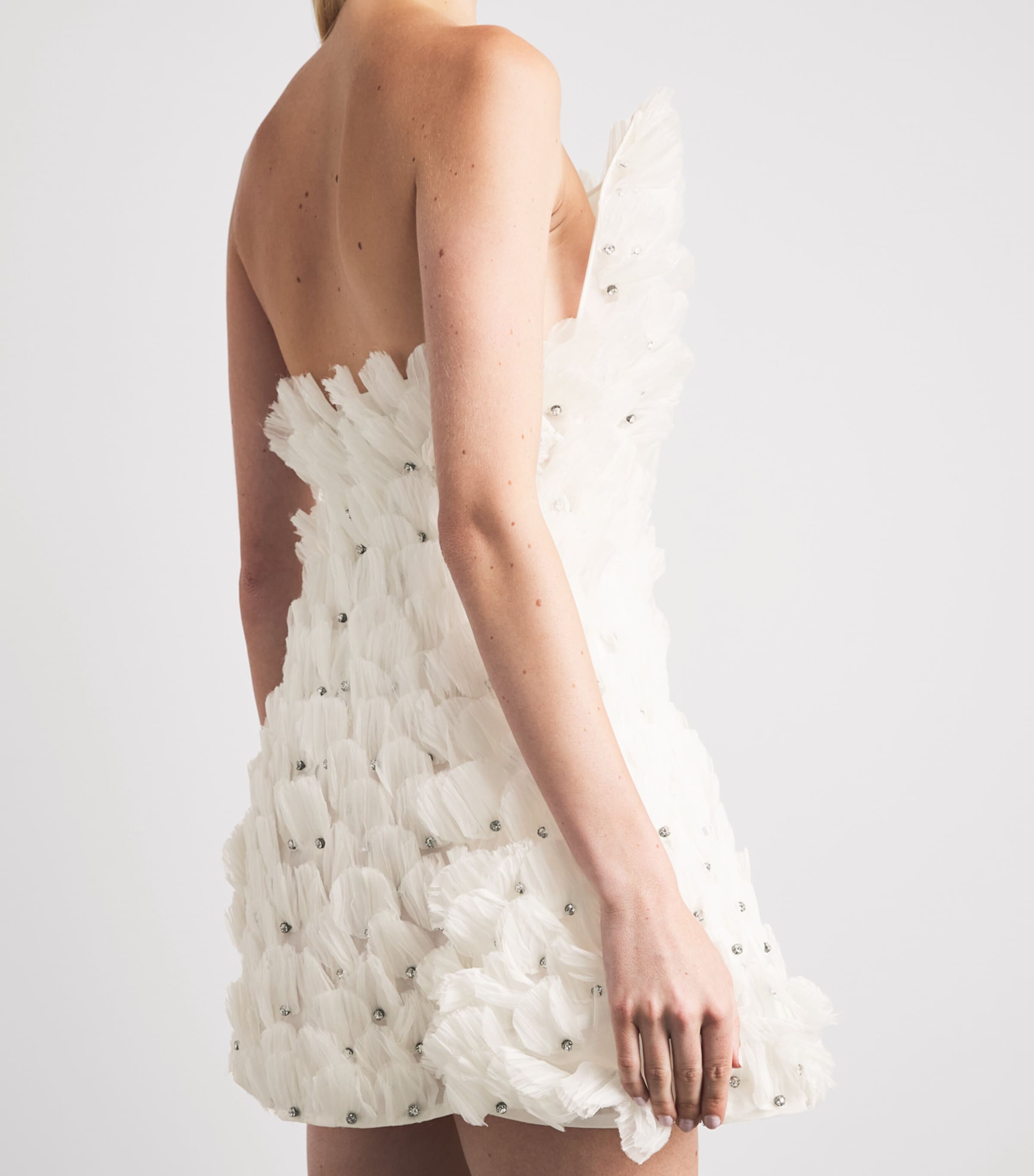 Stella McCartney Womens Silk Embellished Strapless Mini Dress White Image 5