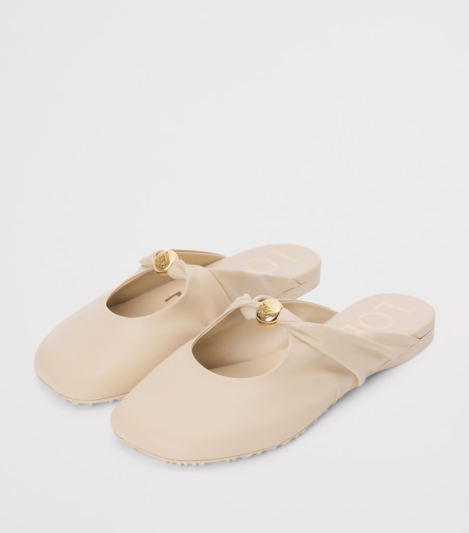 LOEWE Leather Pebble Mules Dough Image 3