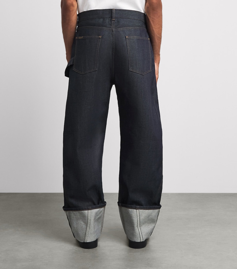 JW Anderson Mens Twisted Turn-Up Relaxed Jeans Indigo Image 5