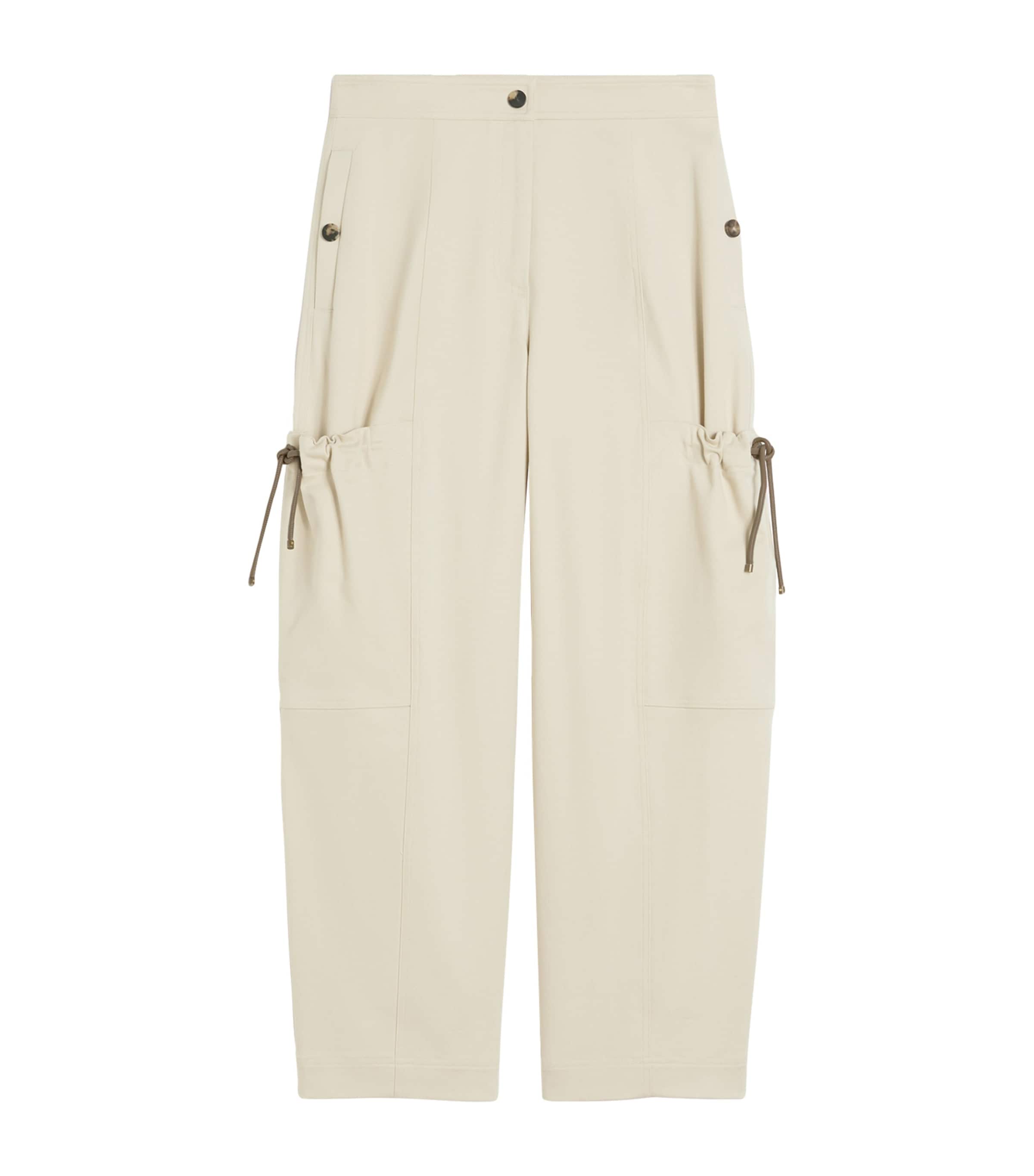 Max Mara Womens Stretch-Cotton Cargo Trousers Beige Image 1