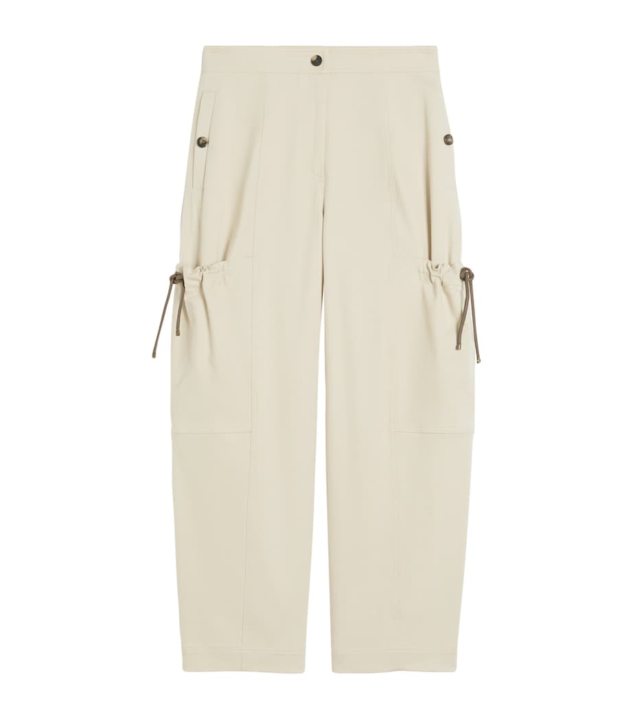 Max Mara Womens Stretch-Cotton Cargo Trousers Beige Image 1