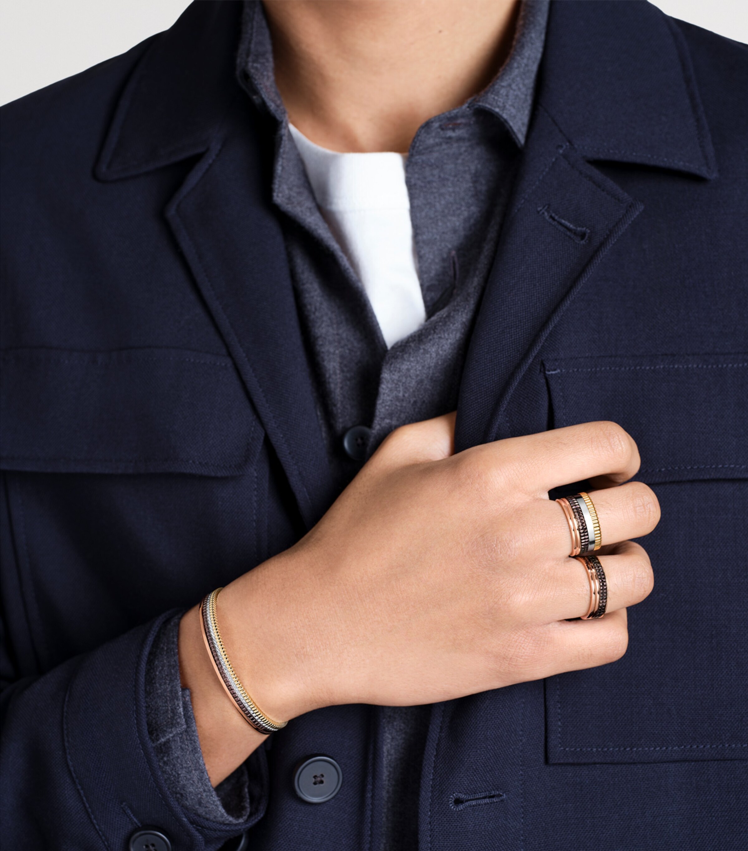 Mixed Gold and Diamond Quatre Bangle BROWN Image 2