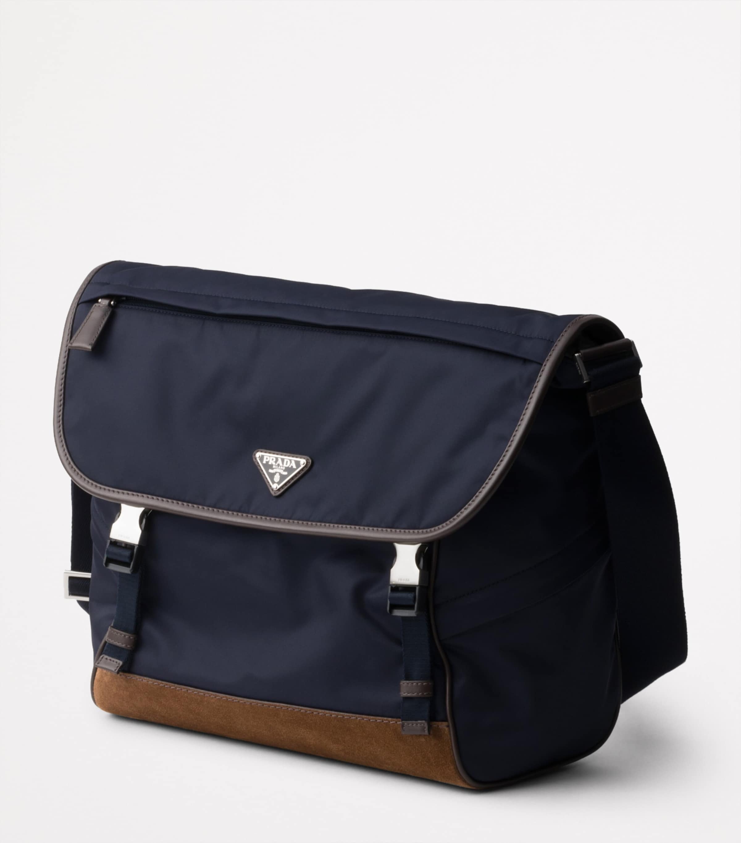 Small Re-Nylon and Leather Messenger Bag F0C1B Image 3