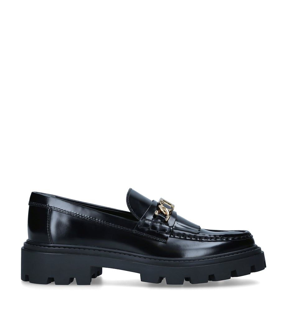 Leather Gomma Frangia Loafers BLACK Image 1